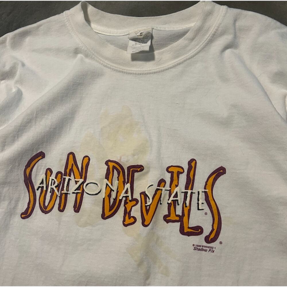 other T-Shirts Vintage 1999 Arizona State Sun Devils T-Shirt Large White ASU - Picture 2 of 4